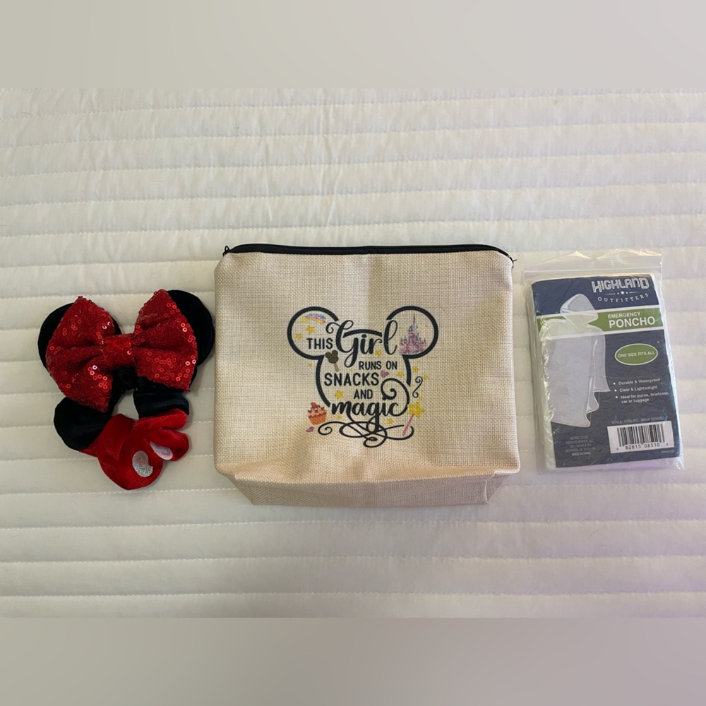 Disney Cream Pouch, Poncho, Minnie Mouse Scrunchy